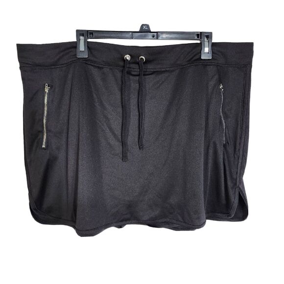 Exertek Womens Skorts Sz 3X Black Built In Shorts Pull On Drawstring Zip Pockets - Picture 1 of 9